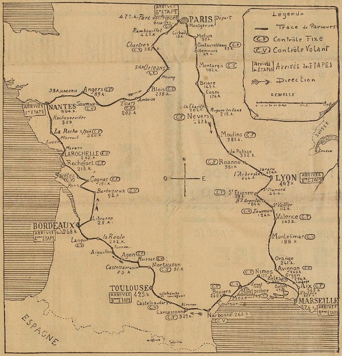 Carte du parcours du Tour de France 1903