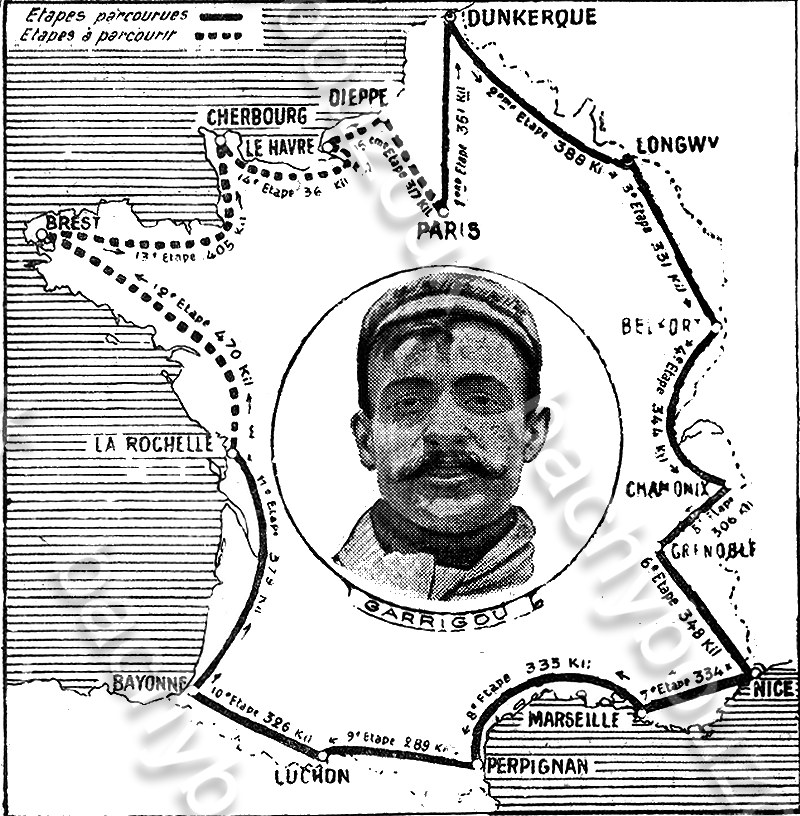 Carte du parcours du Tour de France 1911