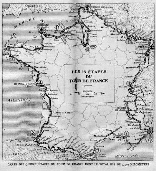 Carte du parcours du Tour de France 1920