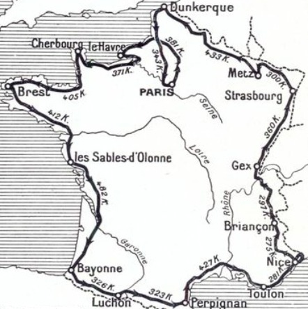 Carte du parcours du Tour de France 1921