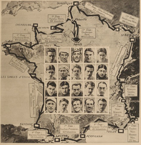 Carte du parcours du Tour de France 1923