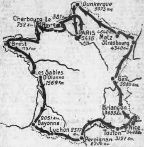 Carte du parcours du Tour de France 1924