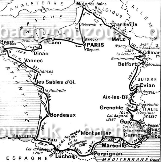 Carte du parcours du Tour de France 1931