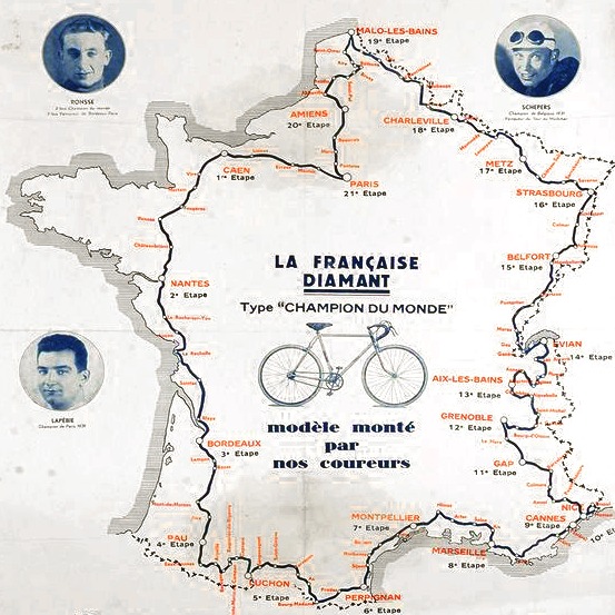 Carte du parcours du Tour de France 1932