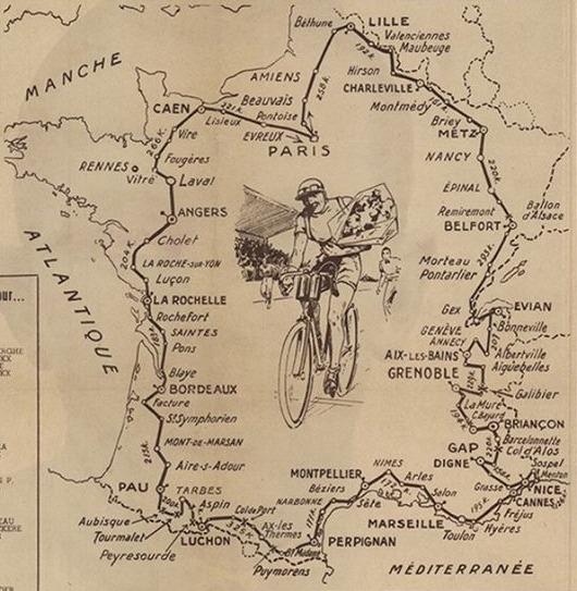 Carte du parcours du Tour de France 1936
