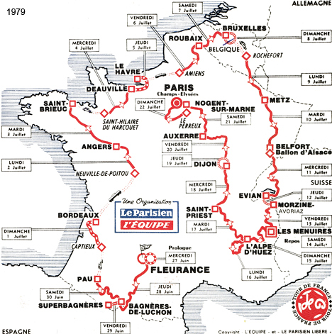 Carte du parcours du Tour de France 1979