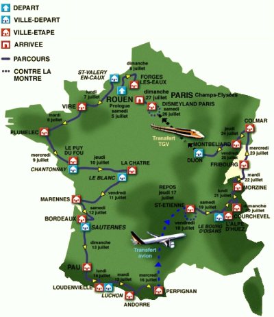Carte du parcours du Tour de France 1997