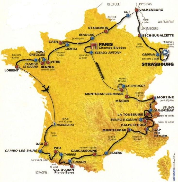 Carte du parcours du Tour de France 2006